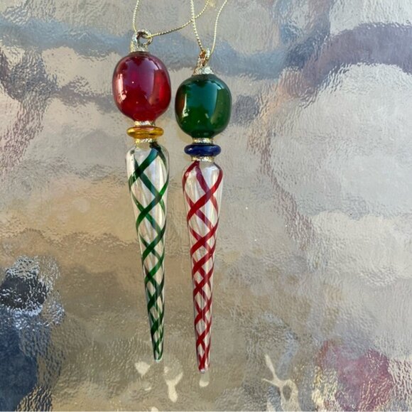 Glass Christmas Tree Ornaments Icicles Assortment of 5 - Picture 10 of 11